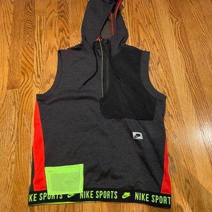 Men's Black Therma Sport Clash Sleeveless Hooded Training Top